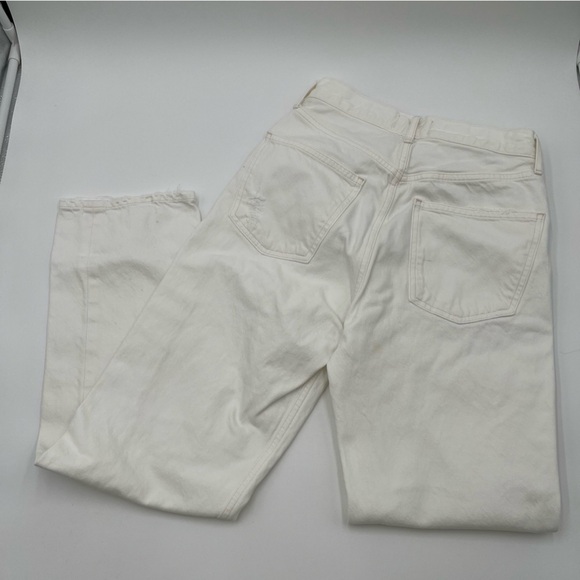 Agolde Jeans 90S Mid Rise Loose Fit White Cotton Knee Holes Size 24 *READ* - Picture 5 of 14